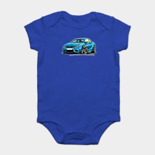 BMW M2 (F87) Blue Caricature Car Art Baby Bodysuit